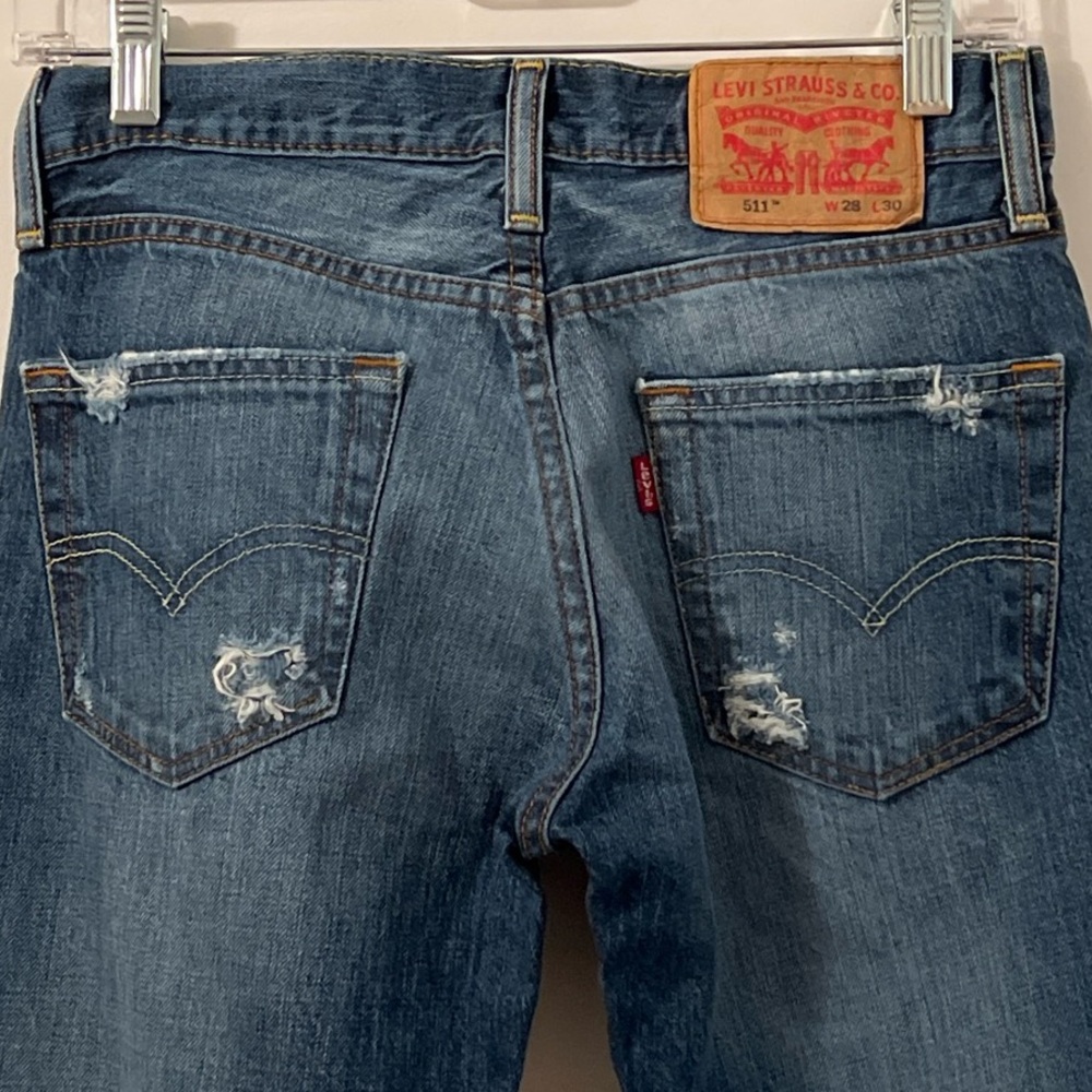 Levi's 511 Men's Blue Distressed Straight Leg Jeans